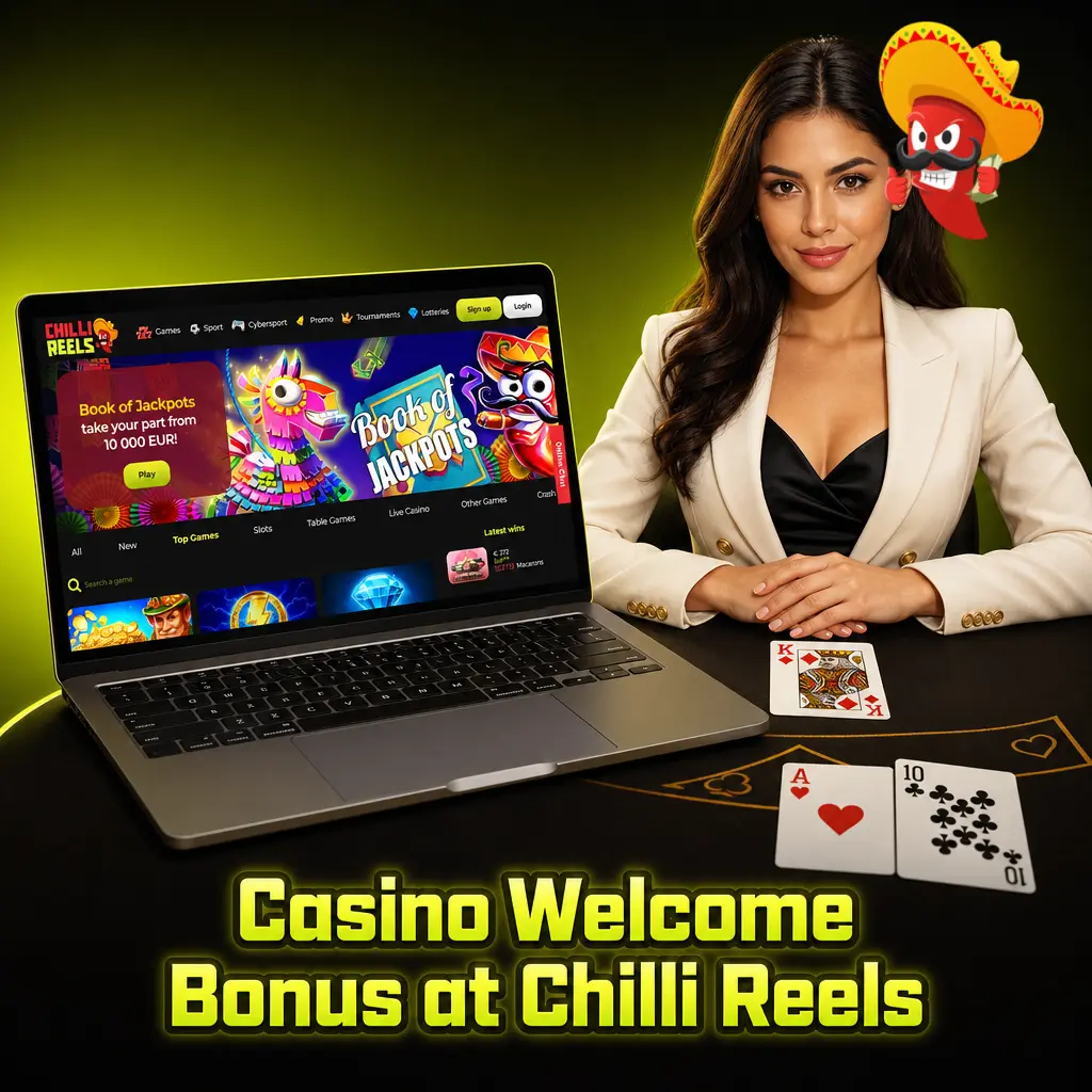 Chilli Reels Casino welcome bonus with tiered deposit offers, free spins, and cashback for UK players