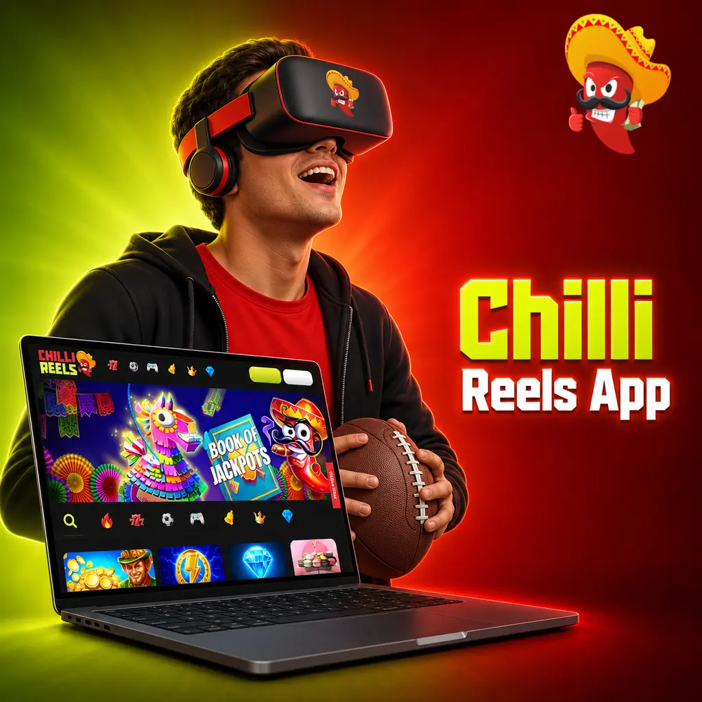 Chilli Reels mobile app on iOS and Android with live betting, slots, and biometric login features
