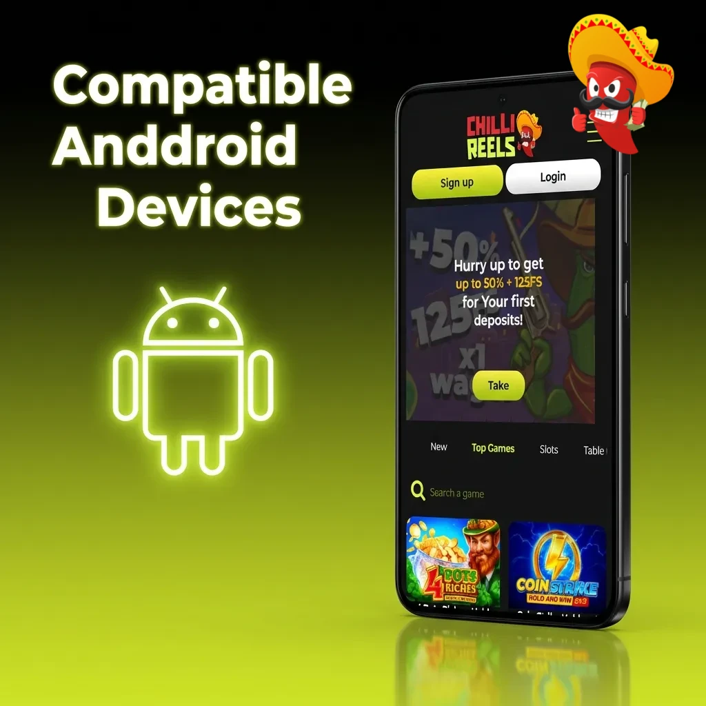 Chilli Reels app compatible Android devices including Samsung Galaxy, Google Pixel, OnePlus, and Xiaomi models