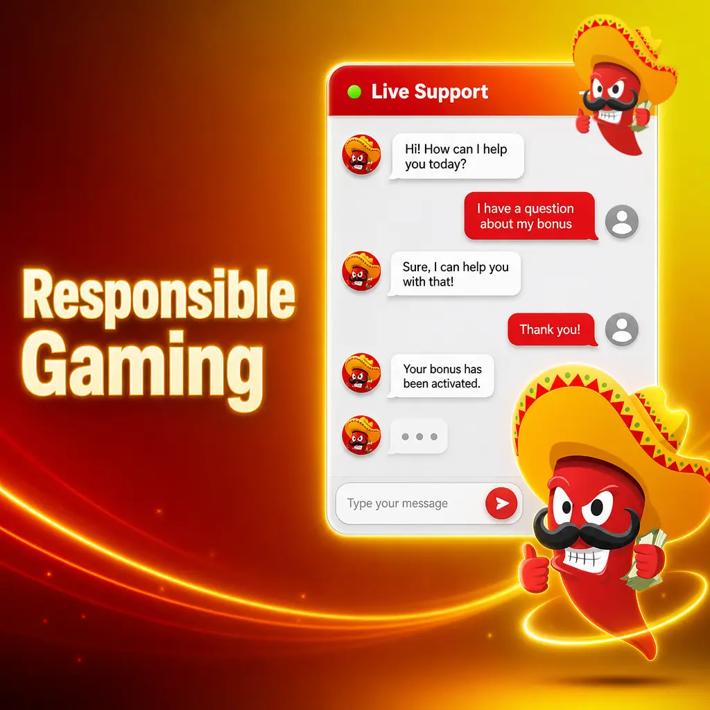 Responsible gambling tools including deposit limits, self-exclusion, reality checks, and support links for safe online gaming