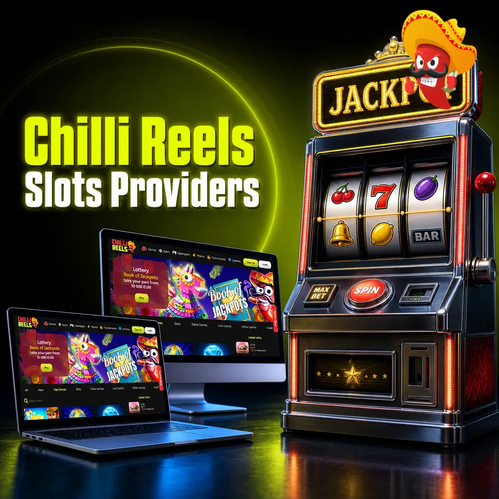 Chilli Reels casino slots providers logos including NetEnt, Microgaming, Pragmatic Play, Play'n GO and Red Tiger