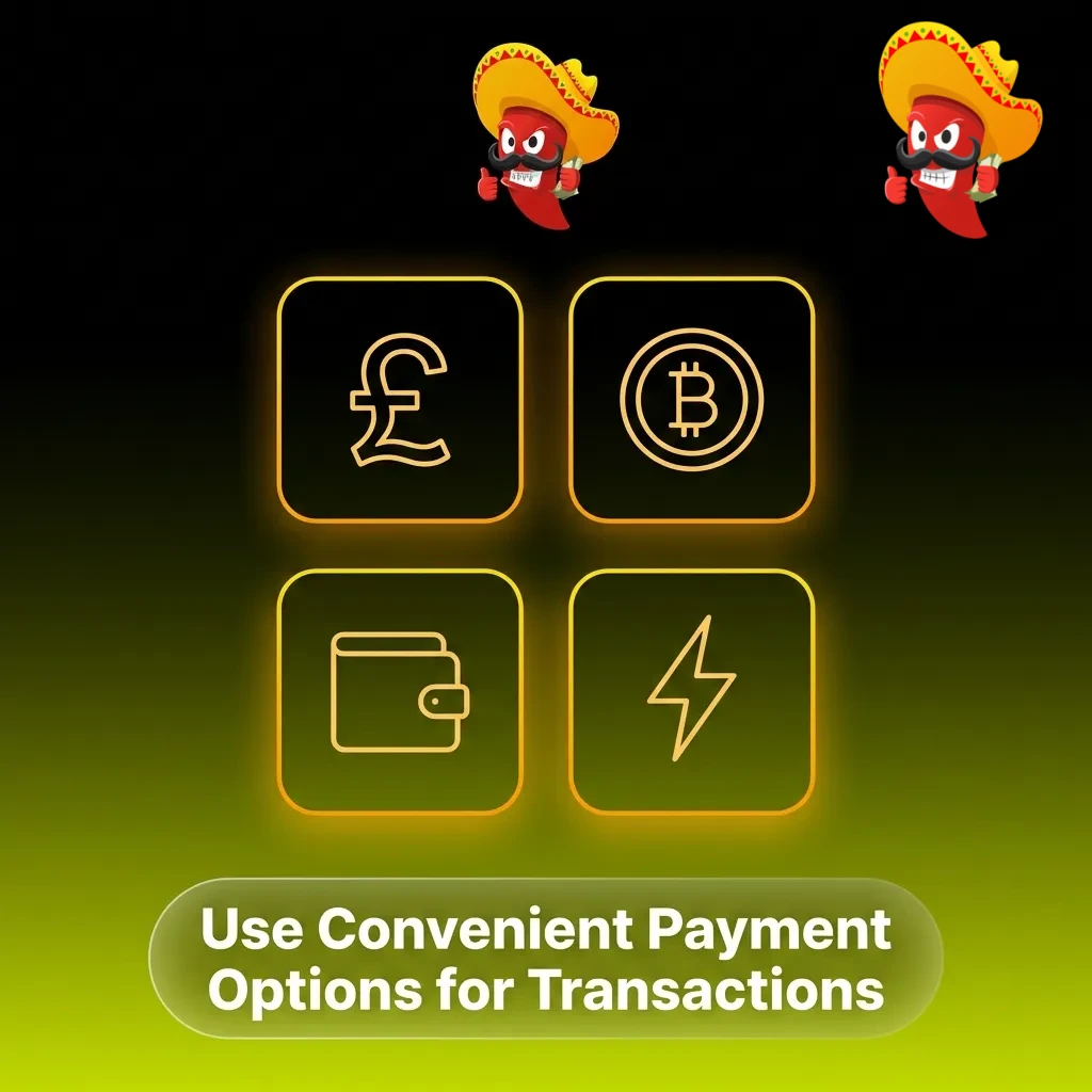 Chilli Reels payment options table showing minimum deposits and withdrawals for VISA, Mastercard, and USDT ERC20
