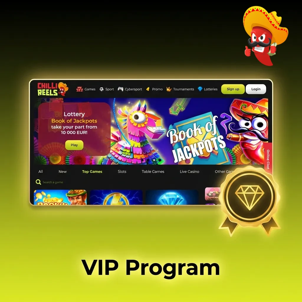 Chilli Reels VIP loyalty program showing five membership tiers with increasing rewards and cashback benefits