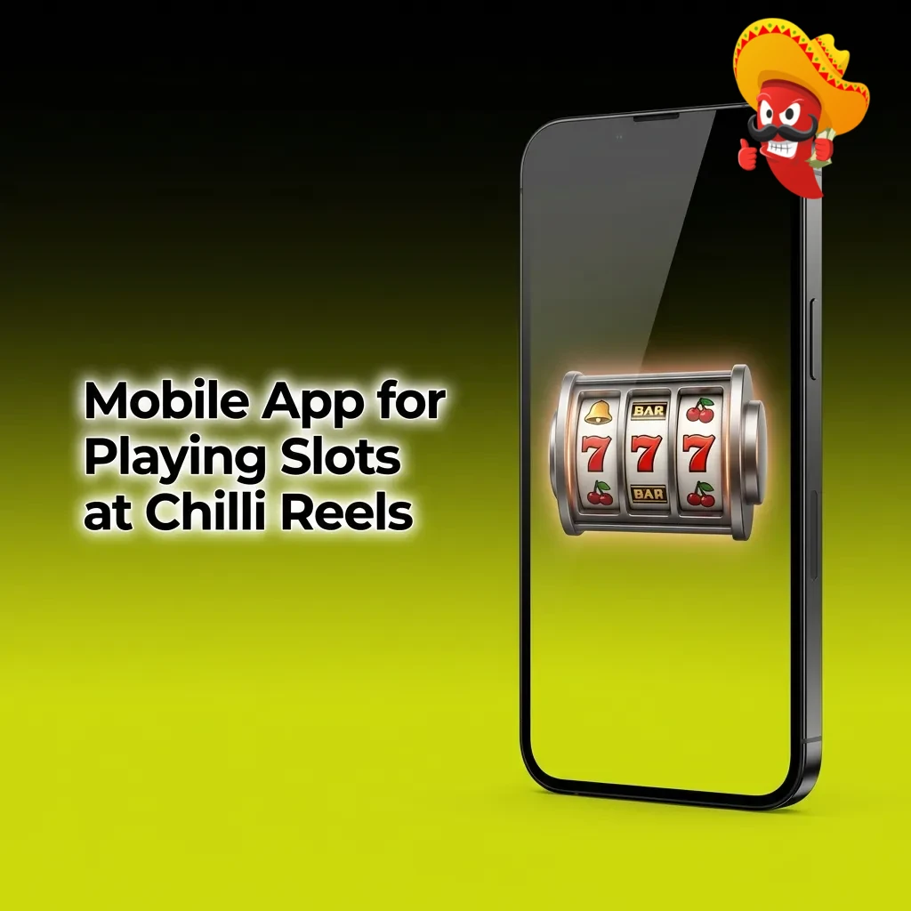 Chilli Reels mobile app interface showing slot game selection screen with navigation menu and gameplay controls