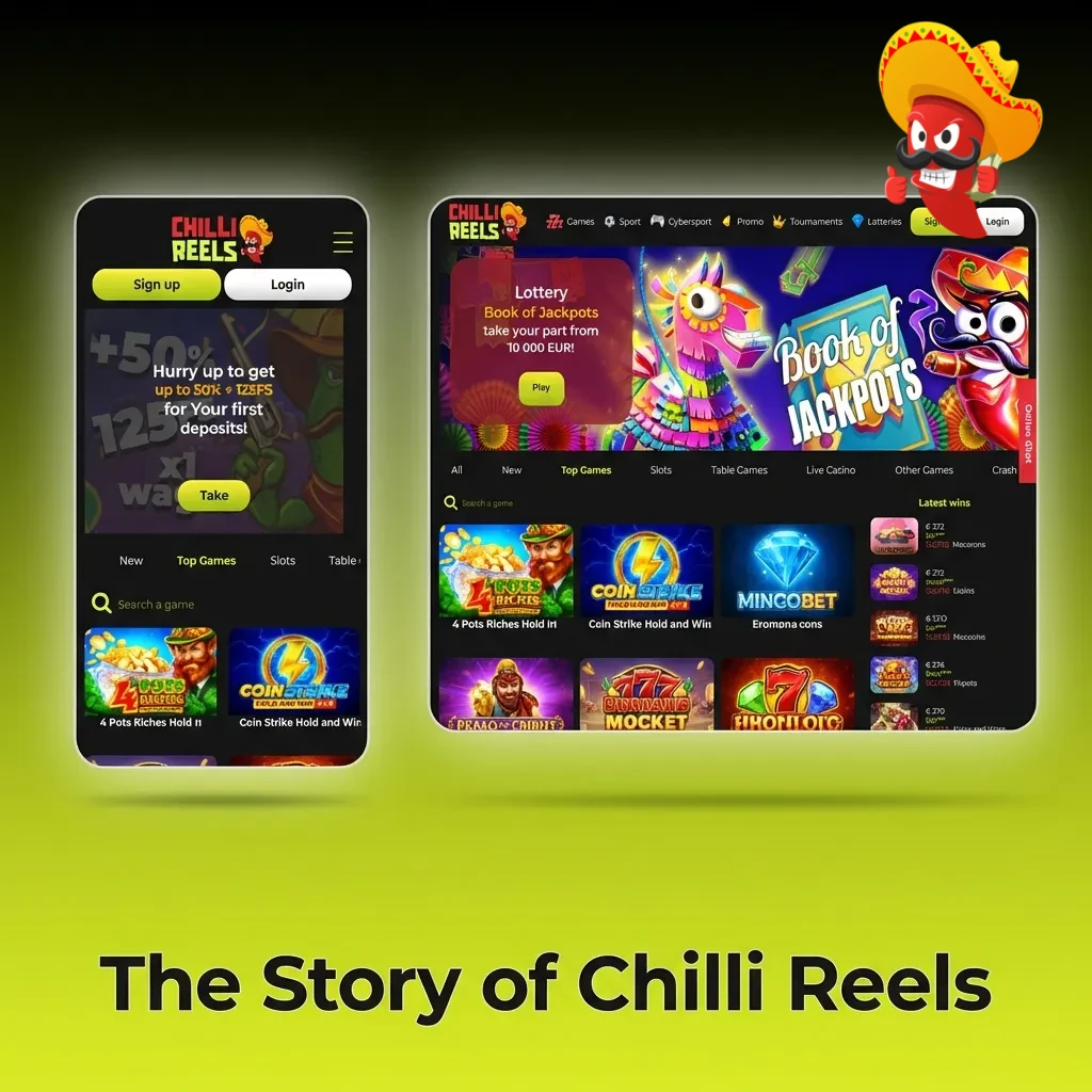 Chilli Reels online casino homepage showing gaming platform interface with promotional offers and loyalty program features