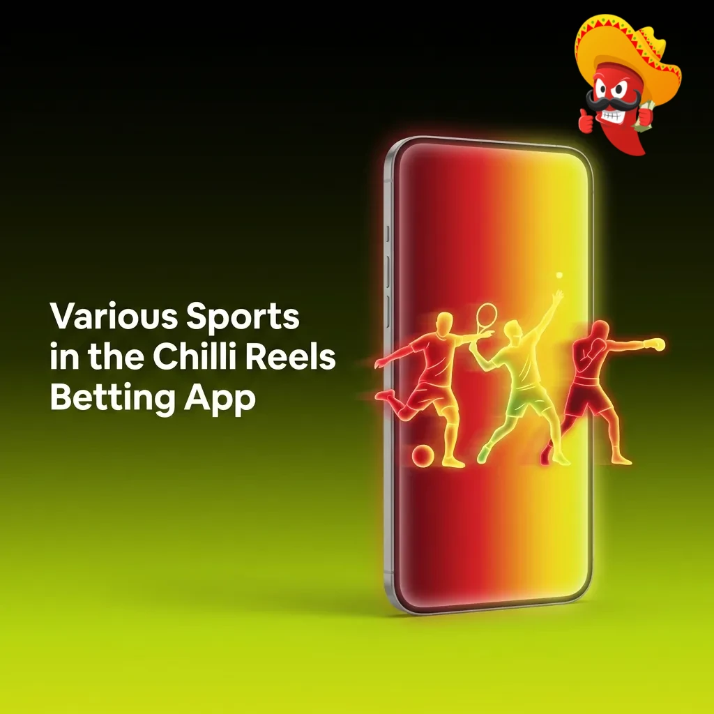 Chilli Reels betting app interface showing various sports including football, tennis, basketball, and eSports options