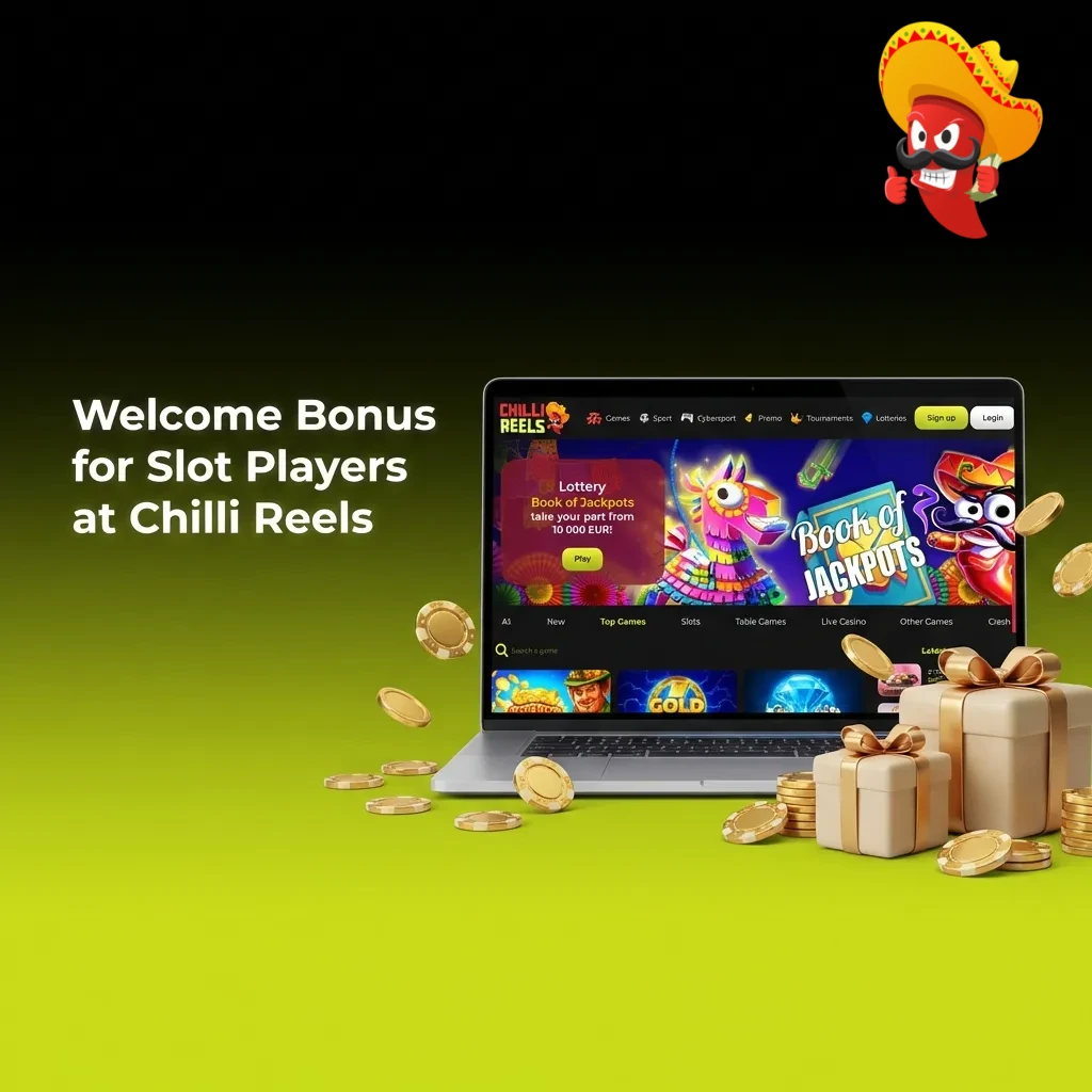 Chilli Reels slot bonus promotion showing free spins and deposit match offers for new and returning players